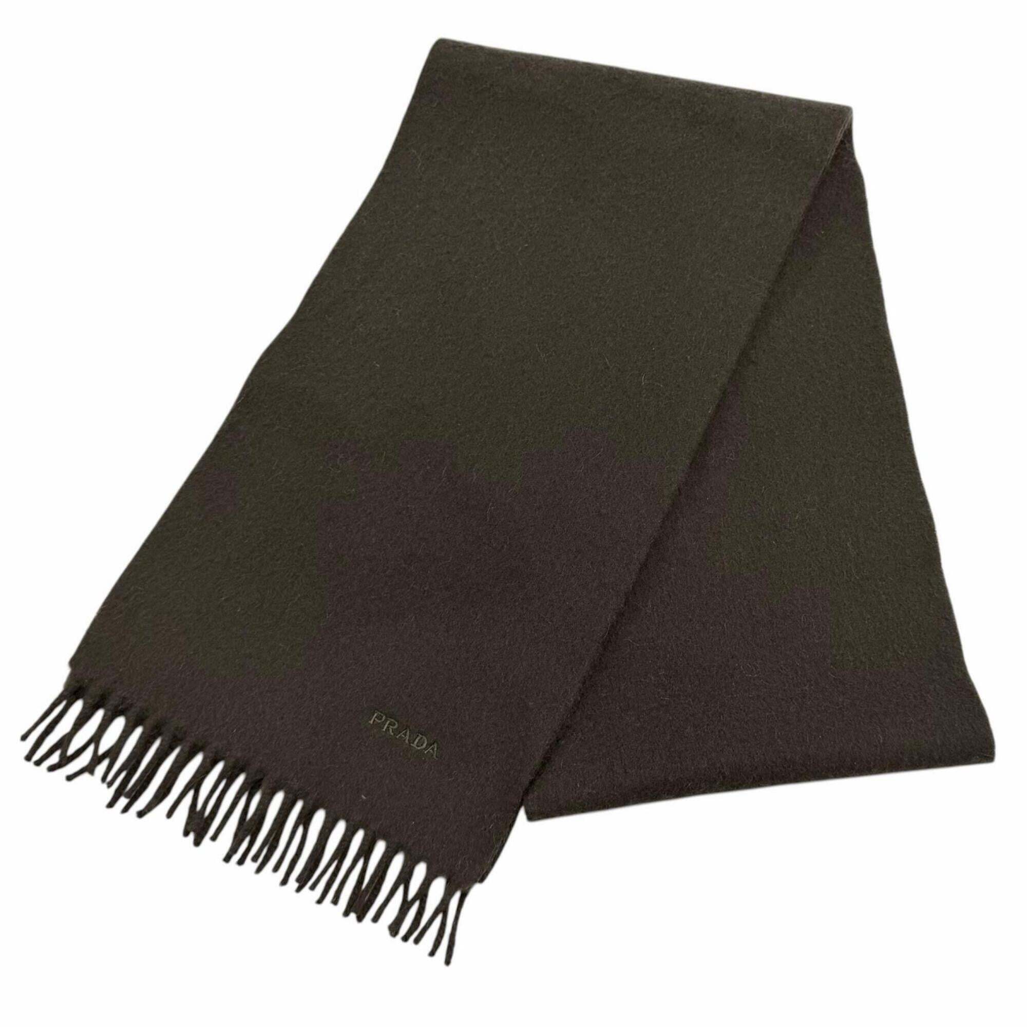 Prada Wool And Cashmere Blend Stole/Scarf With Logo Embroidery, Solid Color, ...